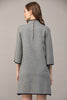 Dress - Mock Neck Sweater Dress - Gray and Navy - Findlay Rowe Designs