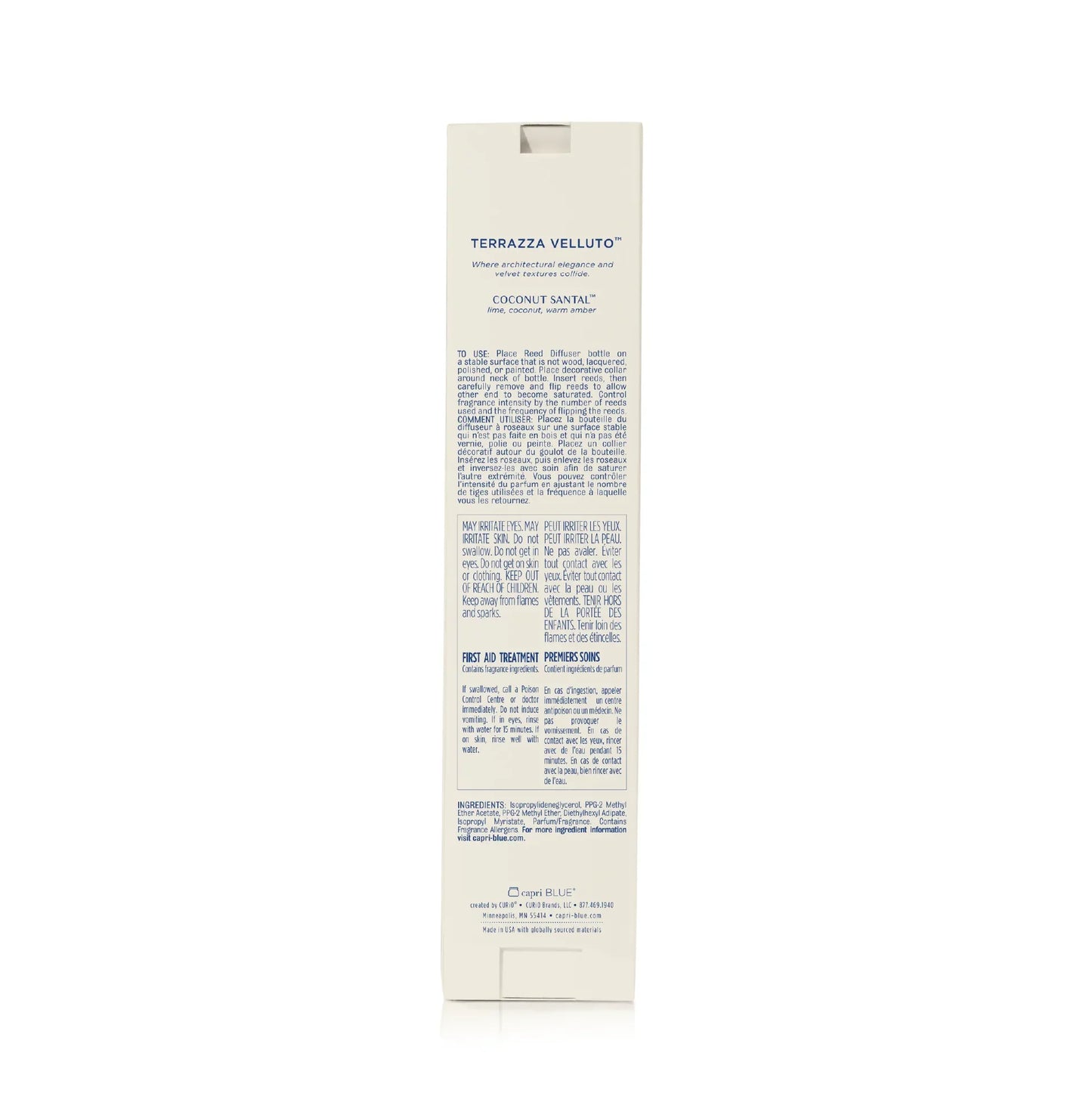 Capri Blue - Reed Diffuser 8oz - Coconut Santal Terrazza Velluto - Findlay Rowe Designs