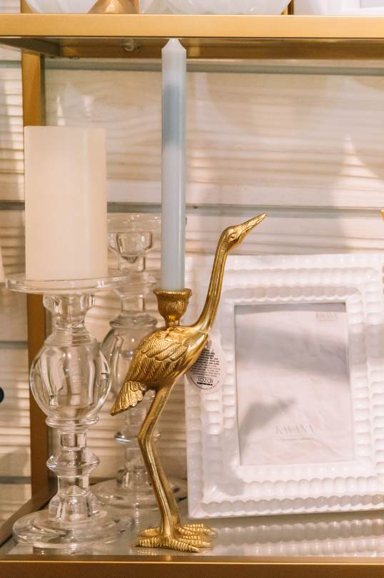 Crane Candle Holder with Antiqued Gold Finish - Findlay Rowe Designs