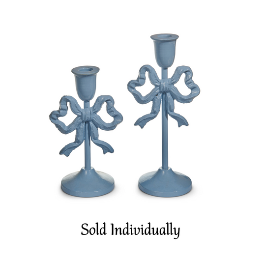 Raz Imports - Taper Candle Holder - Bow - Blue