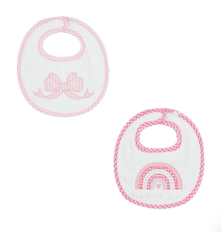Mud Pie - Baby Bibs - Applique Bow & Rainbow - Findlay Rowe Designs