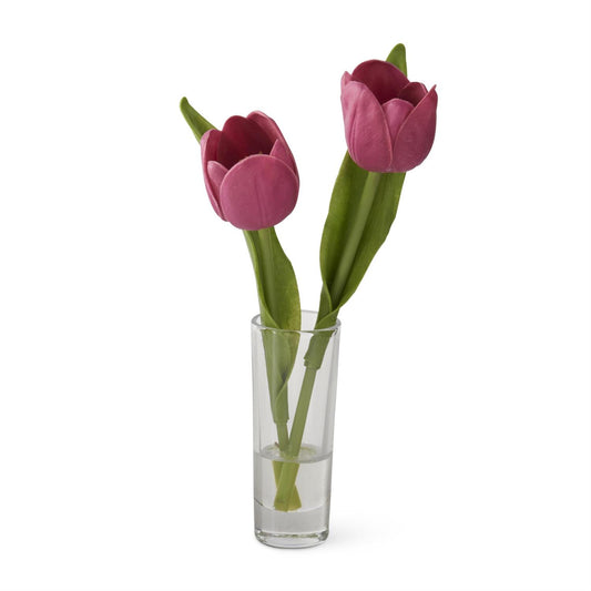 Double Tulip Glass Vase - 8.5in - Fuchsia - Findlay Rowe Designs