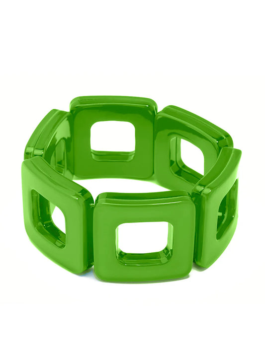 Bracelet - Resin Cut Out Squares - Green - Findlay Rowe Designs