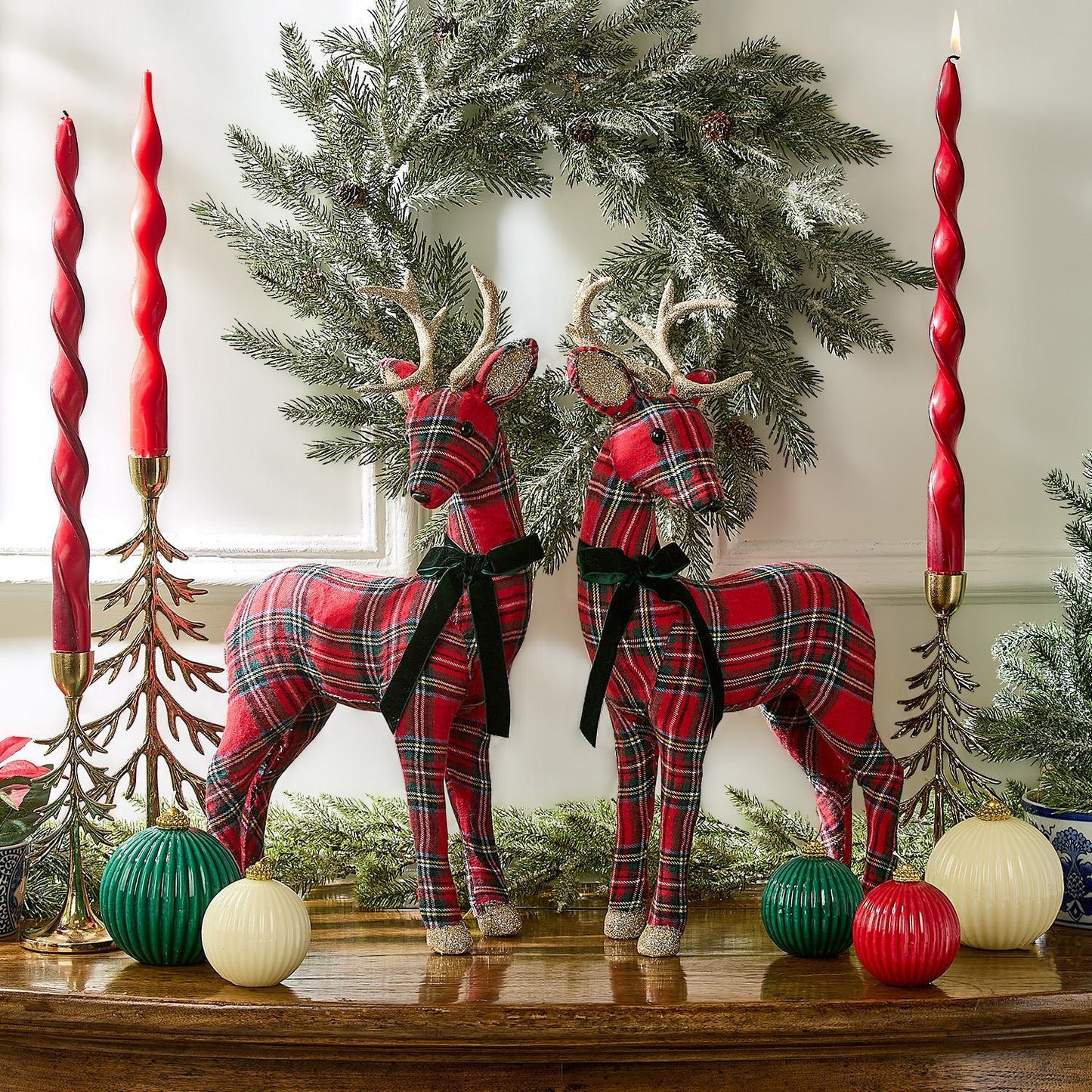 Tartan Deer with Velvet Bow - Findlay Rowe Designs