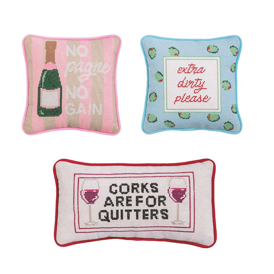 Mud Pie - Pillow - Needlepoint Mini - Cocktails