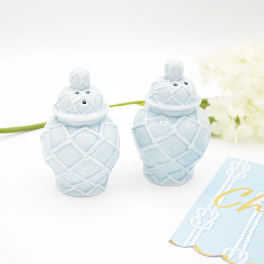 Light Blue Textured Jar Salt & Pepper Shaker Boxed Set - Findlay Rowe Designs