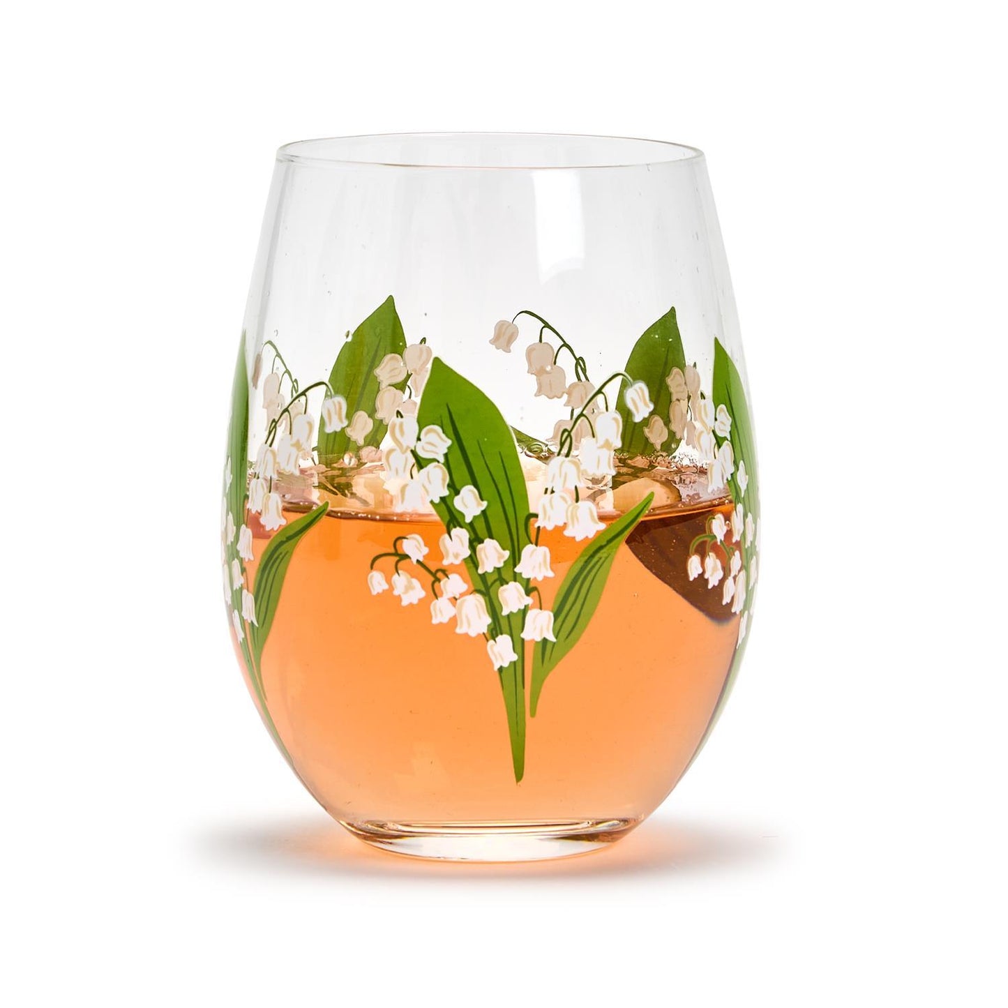 Two's Company- Lily of the Valley Stemless Wine Glass - Findlay Rowe Designs
