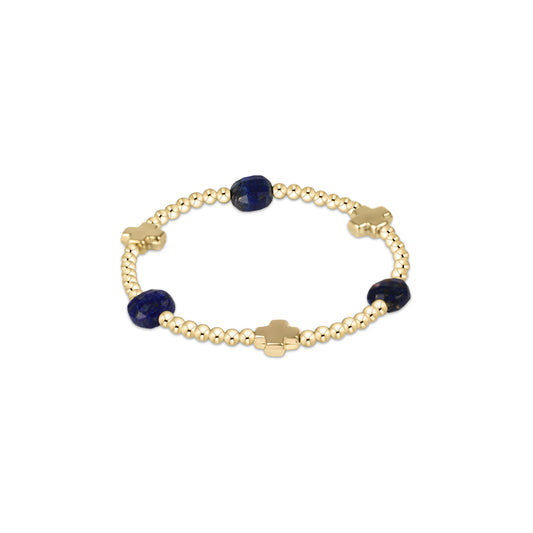 Enewton - Signature Cross Admire Gold Pattern 3mm Bead Bracelet - Lapis - Findlay Rowe Designs