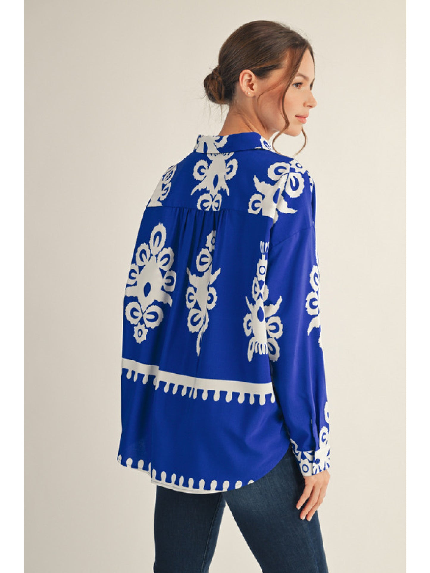 Top - Long Sleeve - Button Down - Royal Blue - Findlay Rowe Designs