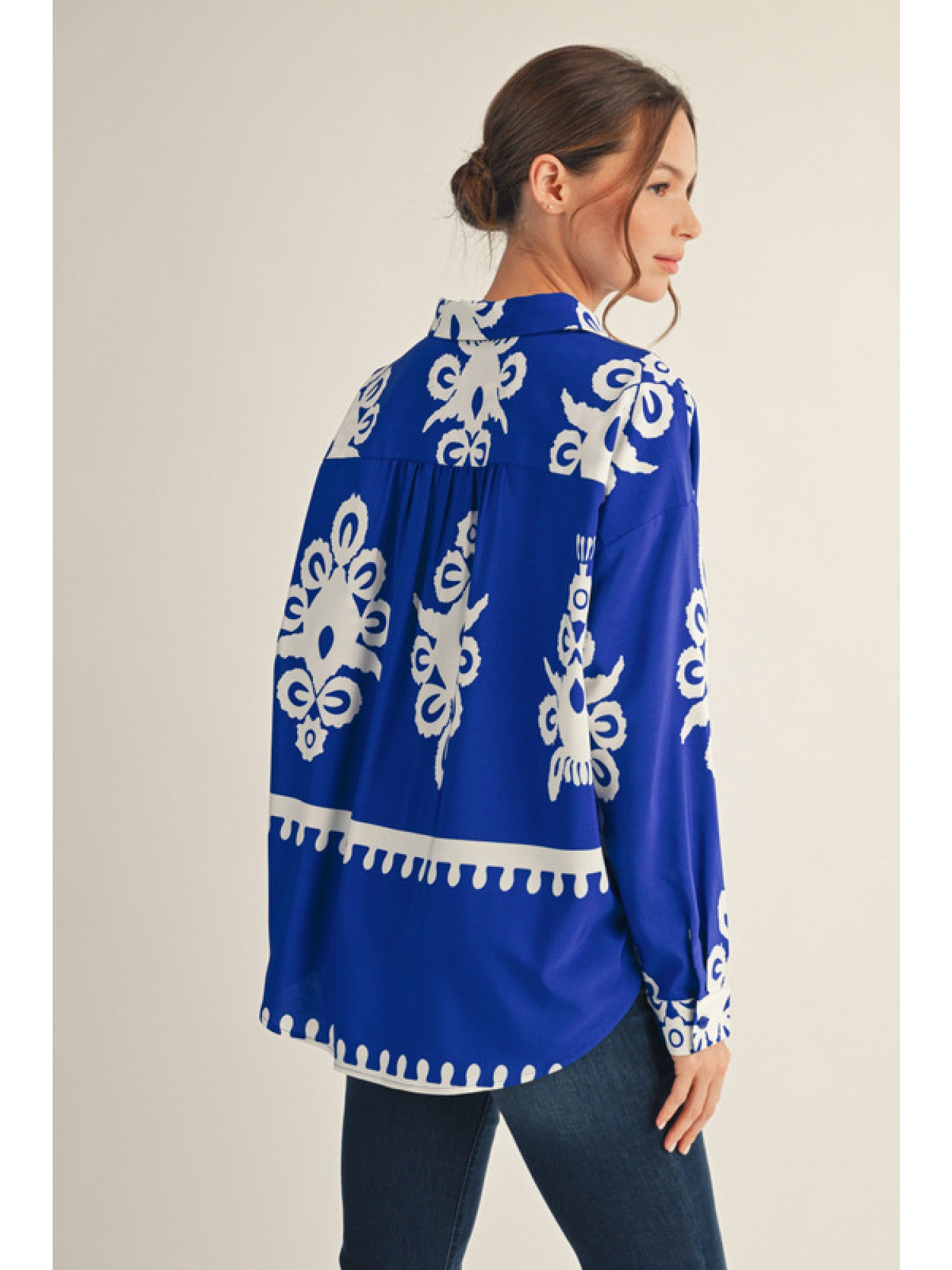 Top - Long Sleeve - Button Down - Royal Blue - Findlay Rowe Designs