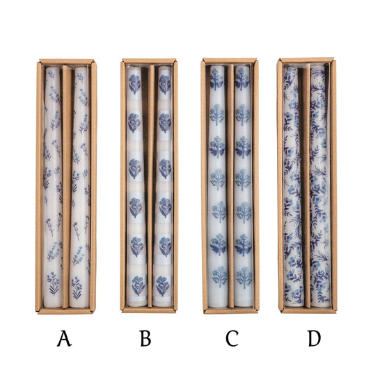 Mud Pie - Candle - Taper - Blue Floral - Findlay Rowe Designs