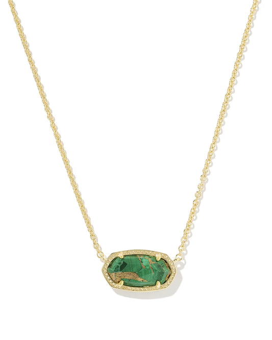 Kendra Scott - Necklace - Elisa Gold Pendant - Bronze Veined Green Malachite - Findlay Rowe Designs