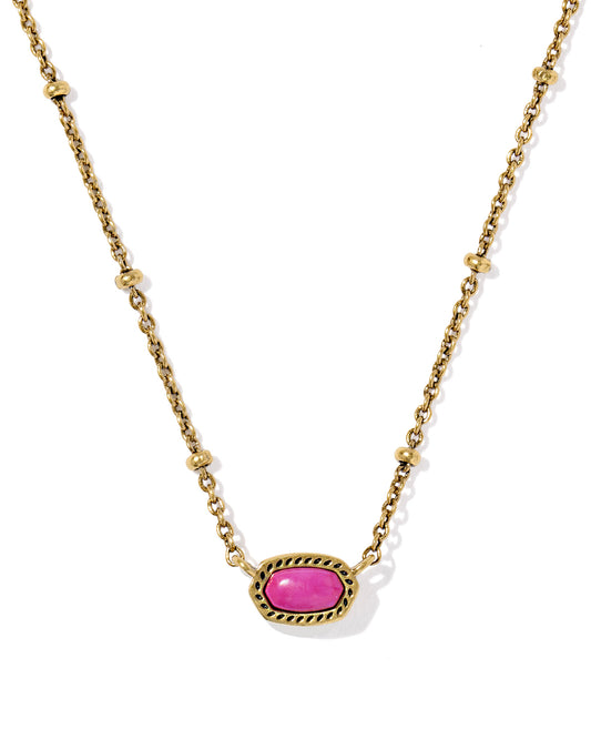 Kendra Scott - Necklace - Mini Elisa Satellite Pendant - Vintage Gold Dark Fuchsia Variegated Magnesite - Findlay Rowe Designs