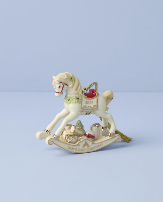Lenox - Ornament - 2025 Baby's First Christmas - Vintage Rocking Horse