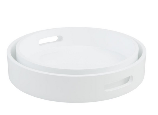 Mud Pie - Tray - 15" round Lacquered White Tray - Findlay Rowe Designs