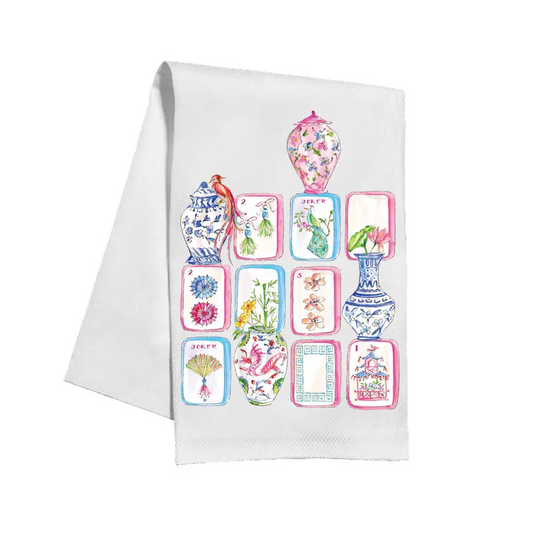 Rosanne Beck - Towel - Mahjong Tiles and Chinoiserie Pots - Findlay Rowe Designs