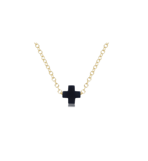 Enewton - EGirl 14in Necklace Gold - Signature Cross Small - Navy - Findlay Rowe Designs
