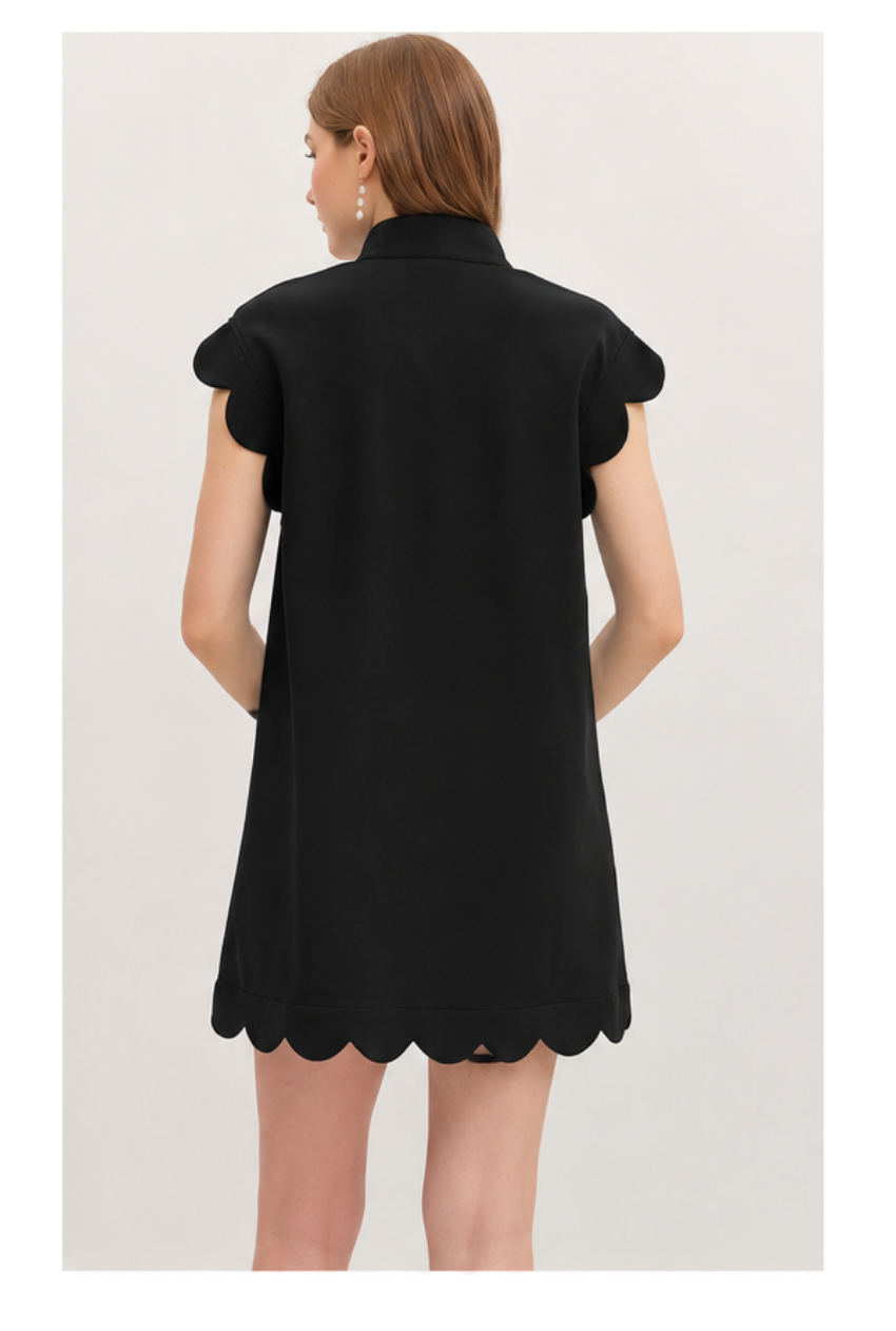 Entro - Dress - Cap Sleeve Scallop - Black - Findlay Rowe Designs