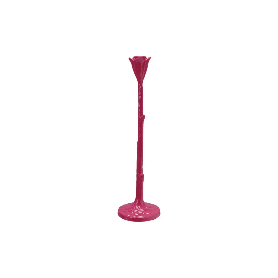 Taper Holder - Cast Iron Flower Shaped - Fuchsia - Findlay Rowe Designs
