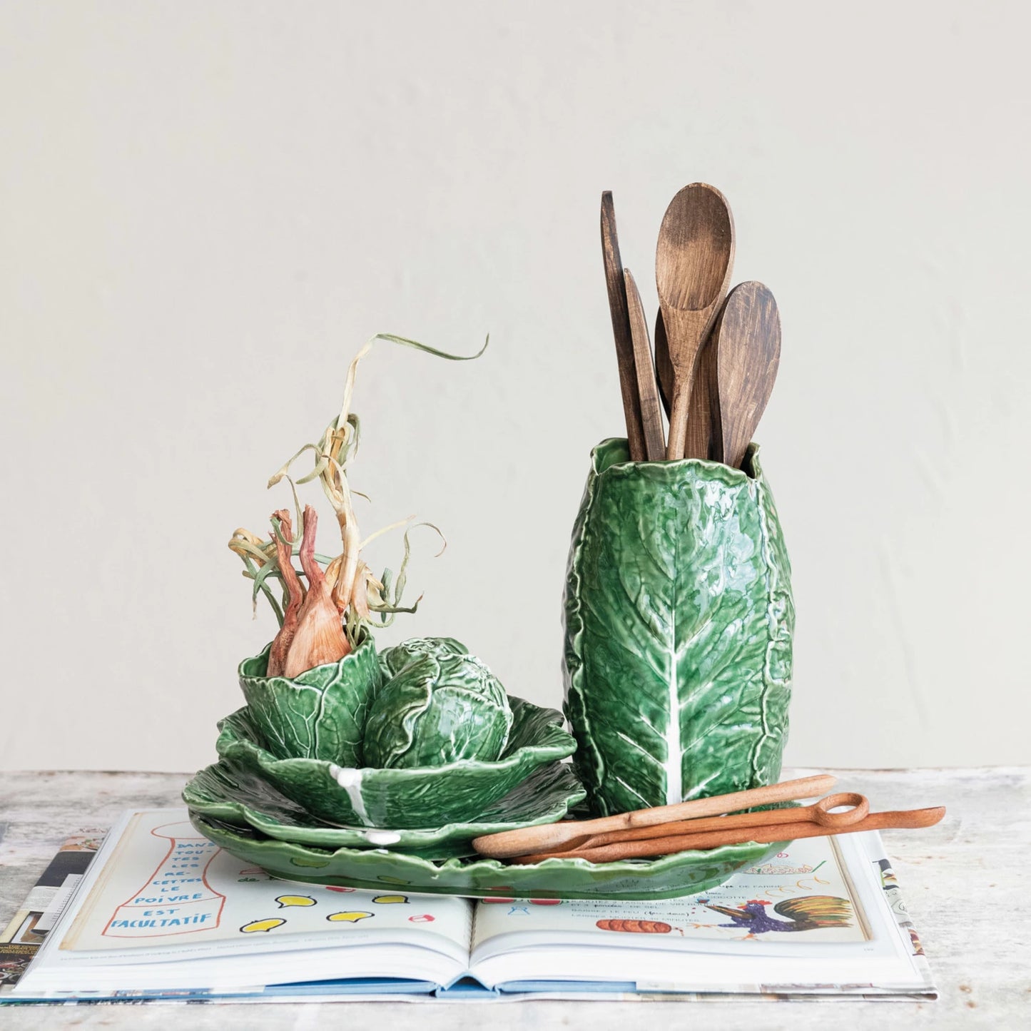 Hand-Painted Stoneware Cabbage Shaped Plante - Findlay Rowe Designs