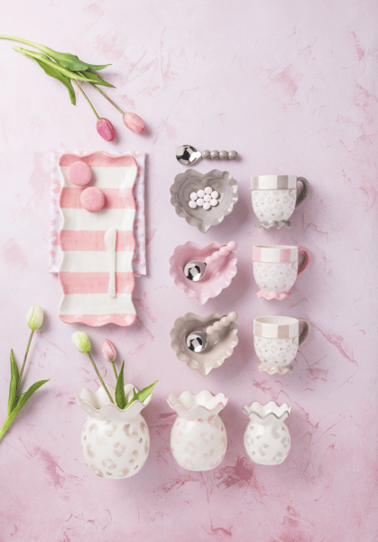 Mud Pie - Leopard Hostess Set - Pink - 3pc Set