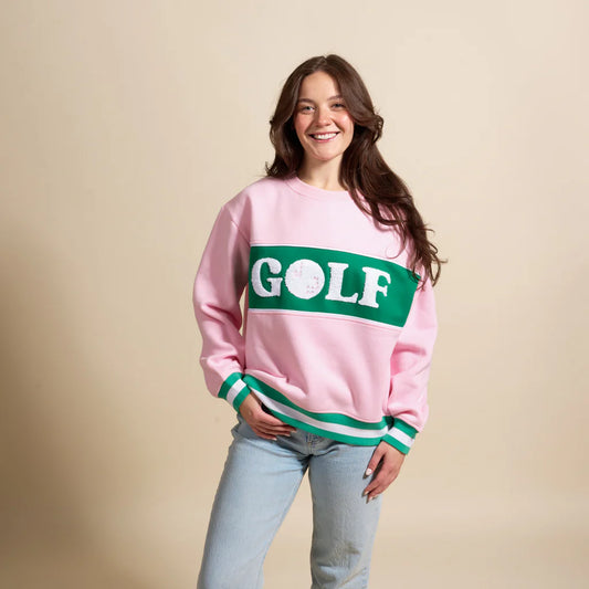 Sweater - Crew - Golf - Pink Green - Findlay Rowe Designs