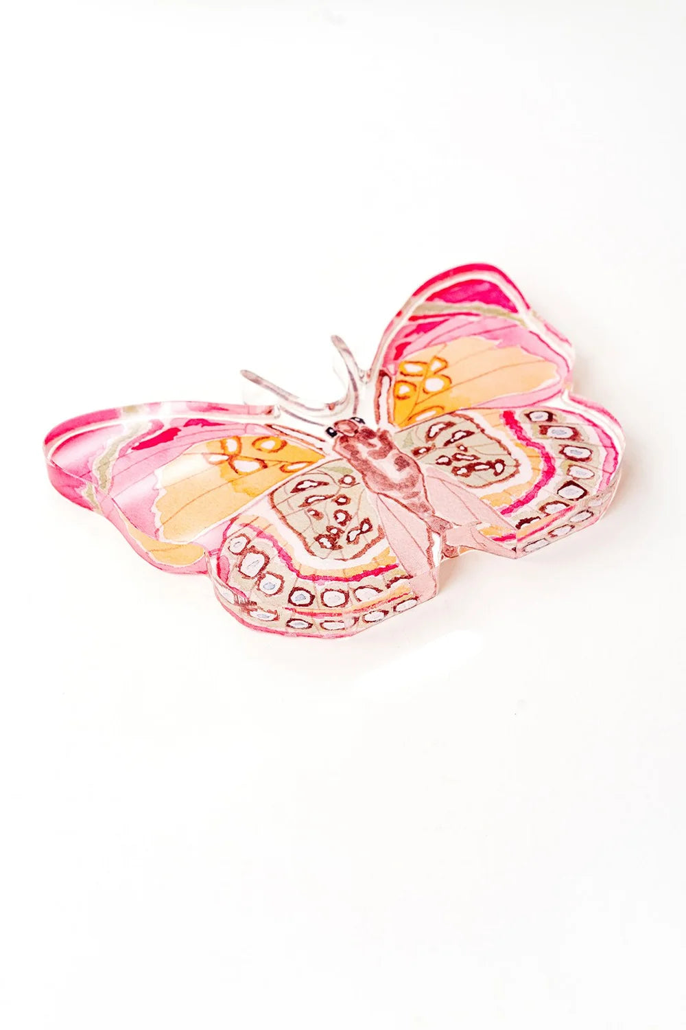 Catherine Cartie - Acrylic Art Block - Butterfly - Pink and Green - Large - Findlay Rowe Designs