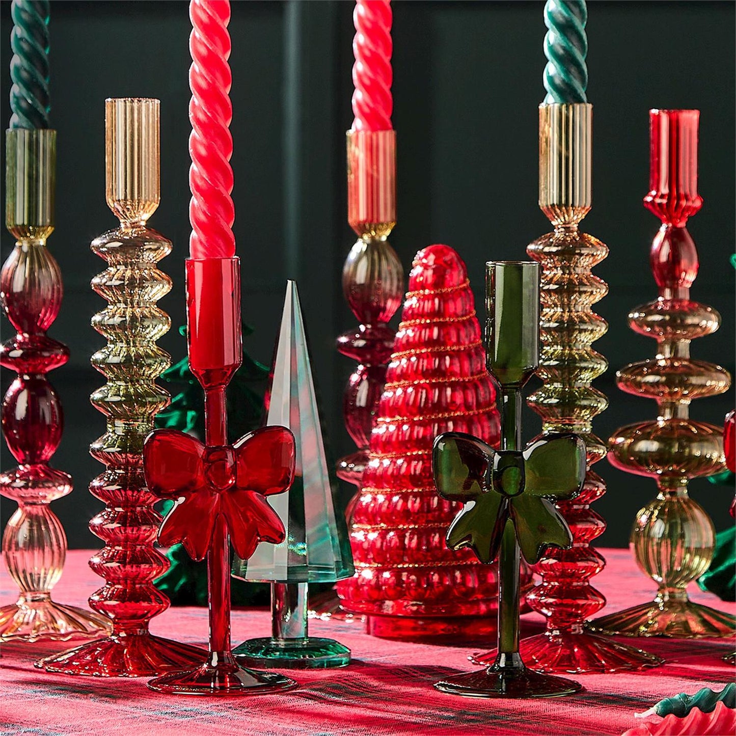 Candleholders - Taper - Holiday Bows Red or Green