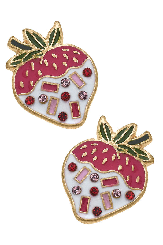 CANVAS- Tish Chocolate Covered Strawberry Enamel Stud Earrings - Findlay Rowe Designs