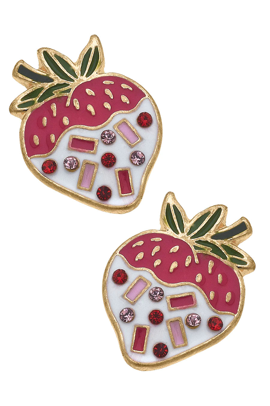 Tish Chocolate Covered Strawberry Enamel Stud Earrings - Findlay Rowe Designs
