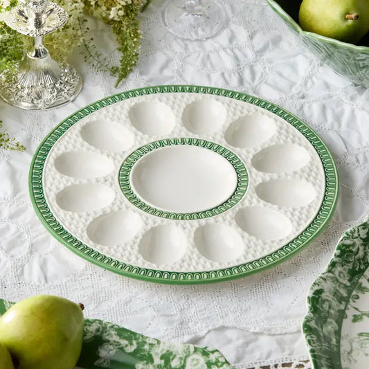 Egg Plate - Le Jardin Embossed Rattan - Findlay Rowe Designs