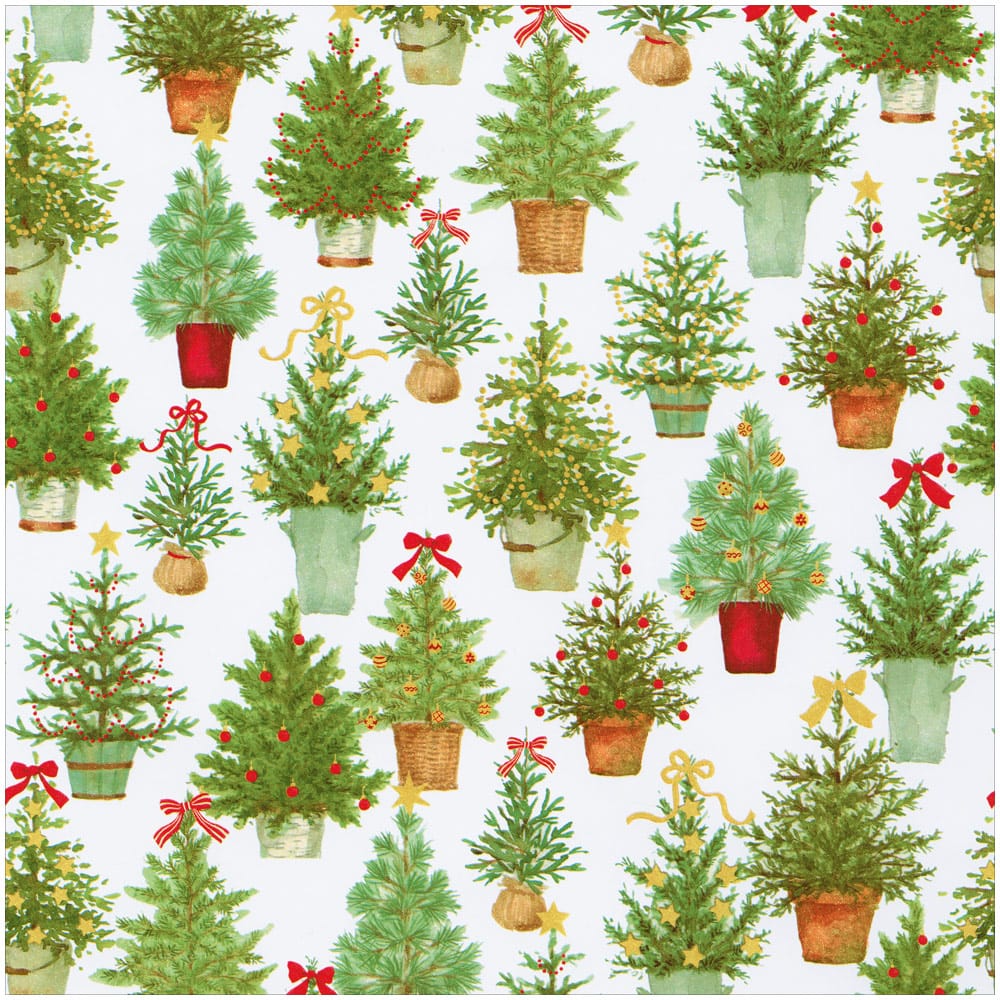 Caspari - Gift Wrap - Potted Christmas Trees - Findlay Rowe Designs