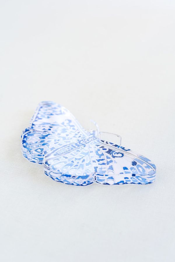 Catherine Cartie - Acrylic Art Block - Butterfly - Blue Chinoiserie - Large - Findlay Rowe Designs