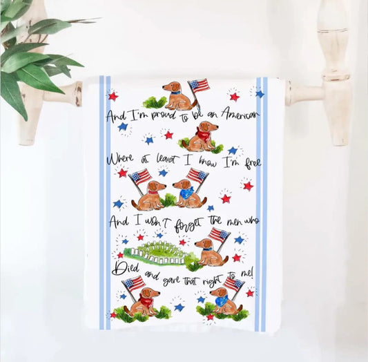 Happy by Rachel - Tea Towel - Patriotic American Dogs - Findlay Rowe Designs