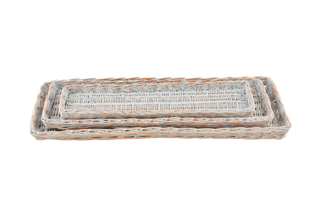 Mud Pie - Tray - Whitewashed Woven Willow - Findlay Rowe Designs
