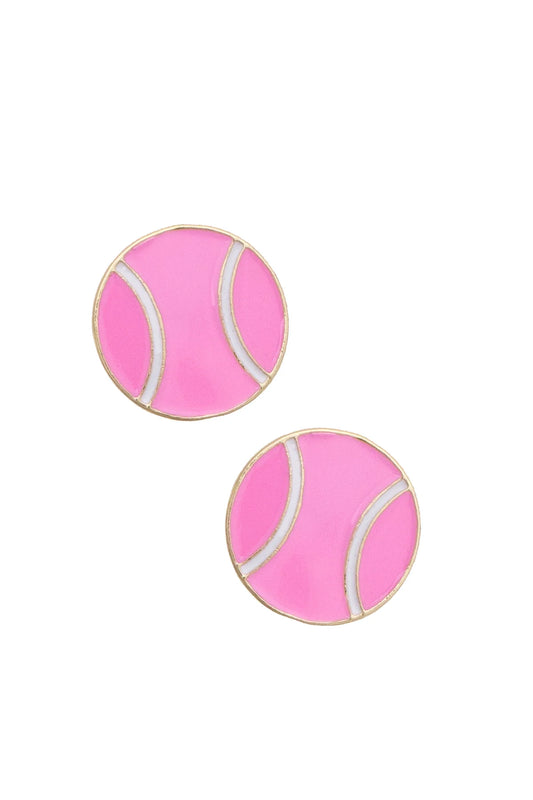 Canvas - Earrings - Stud - Tennis Ball - Pink - Findlay Rowe Designs