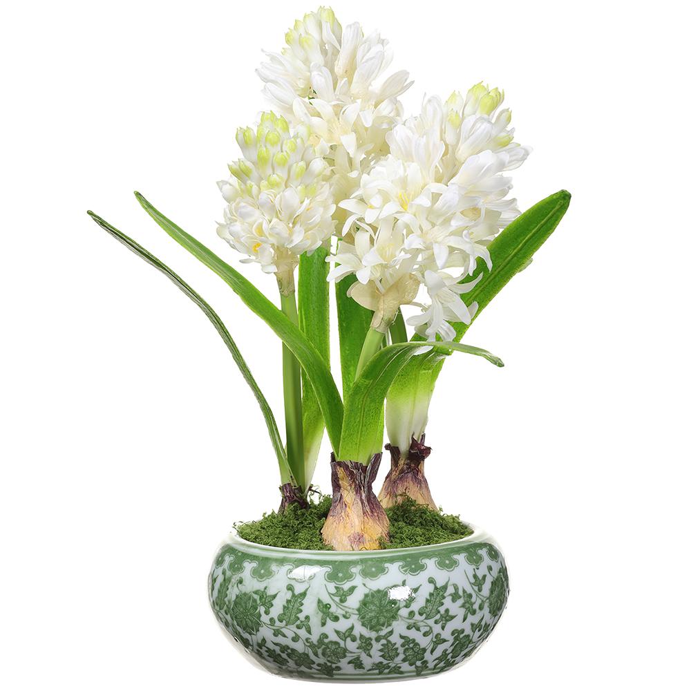 Ceramic Vase - Green White - 14 Hyacinth - White - Findlay Rowe Designs