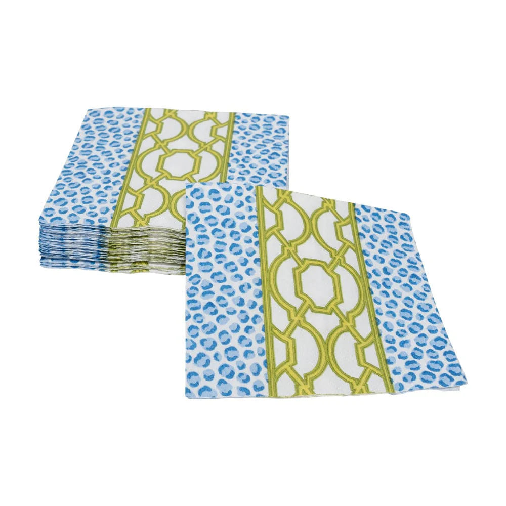Caspari - Cocktail Napkins - Knots And Spots - Blue Green - Findlay Rowe Designs