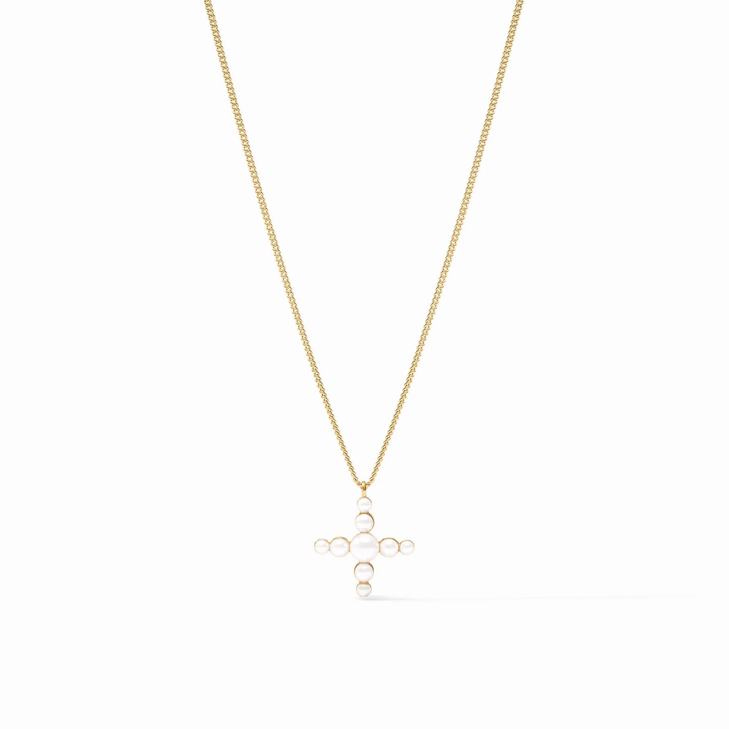 Julie Vos - Necklace - Gumdrop Cross Delicate - Pearl - Findlay Rowe Designs