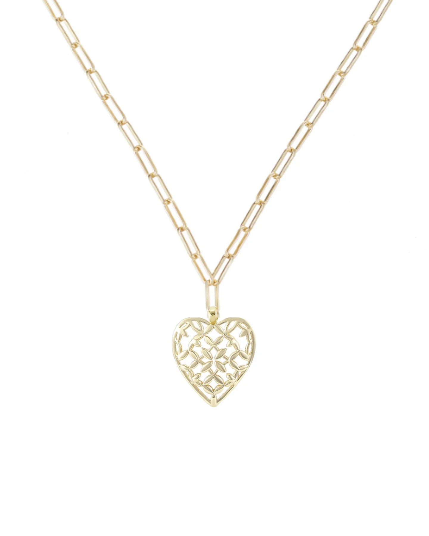 Natalie Wood -Adorned Heart Pendant Necklace in Gold