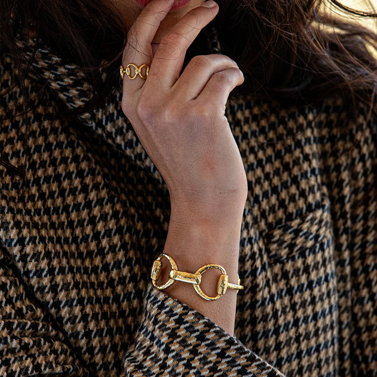 Bracelet - Equestrian Snaffle Bit Link Cuff - Gold - Findlay Rowe Designs