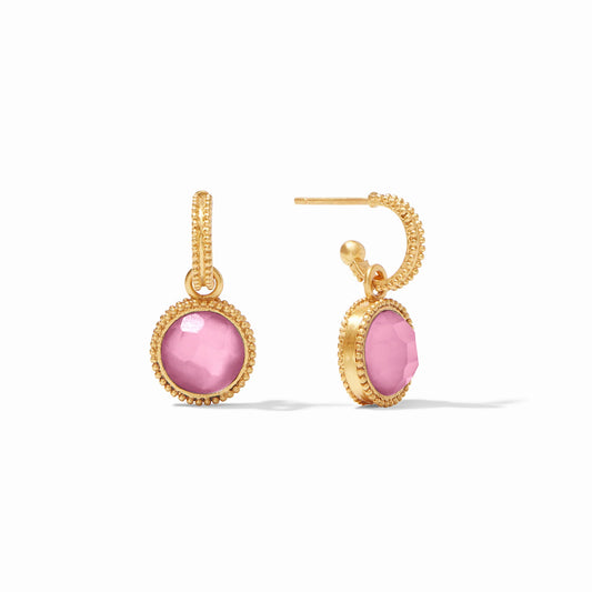 Julie Vos - Earring - Fleur-de-Lis Hoop & Charm - Iridescent Tourmaline Pink