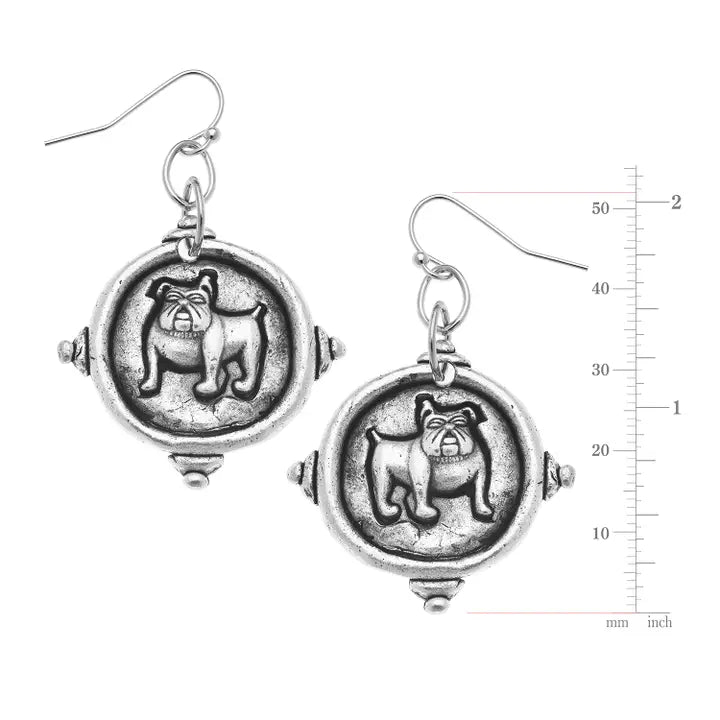 Susan Shaw - Earrings - Bulldog Drop - Silver