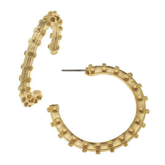 Susan Shaw - Earrings - Studded Hoops - Gold
