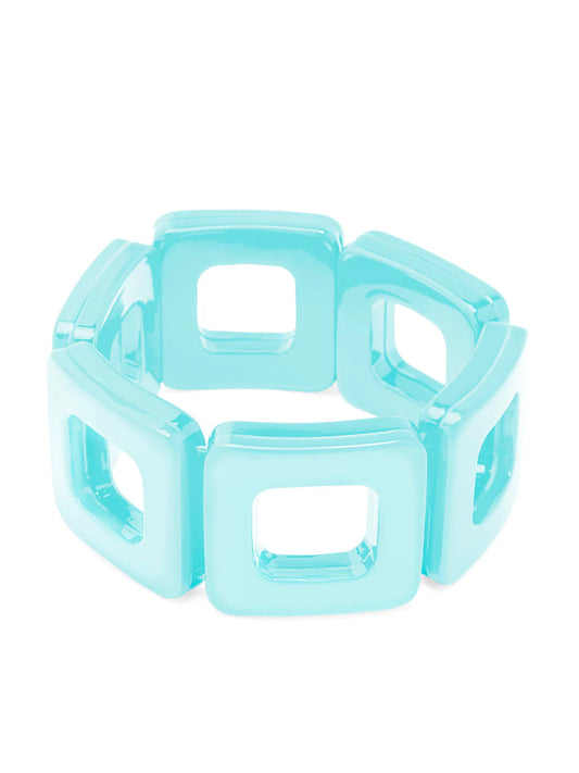 Bracelet - Resin Cut Out Squares - Bright Blue - Findlay Rowe Designs