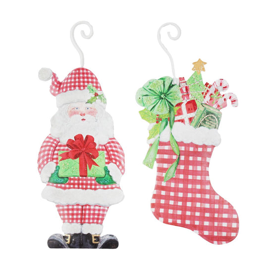 Ornament - Gingham Santa or Gingham Stocking