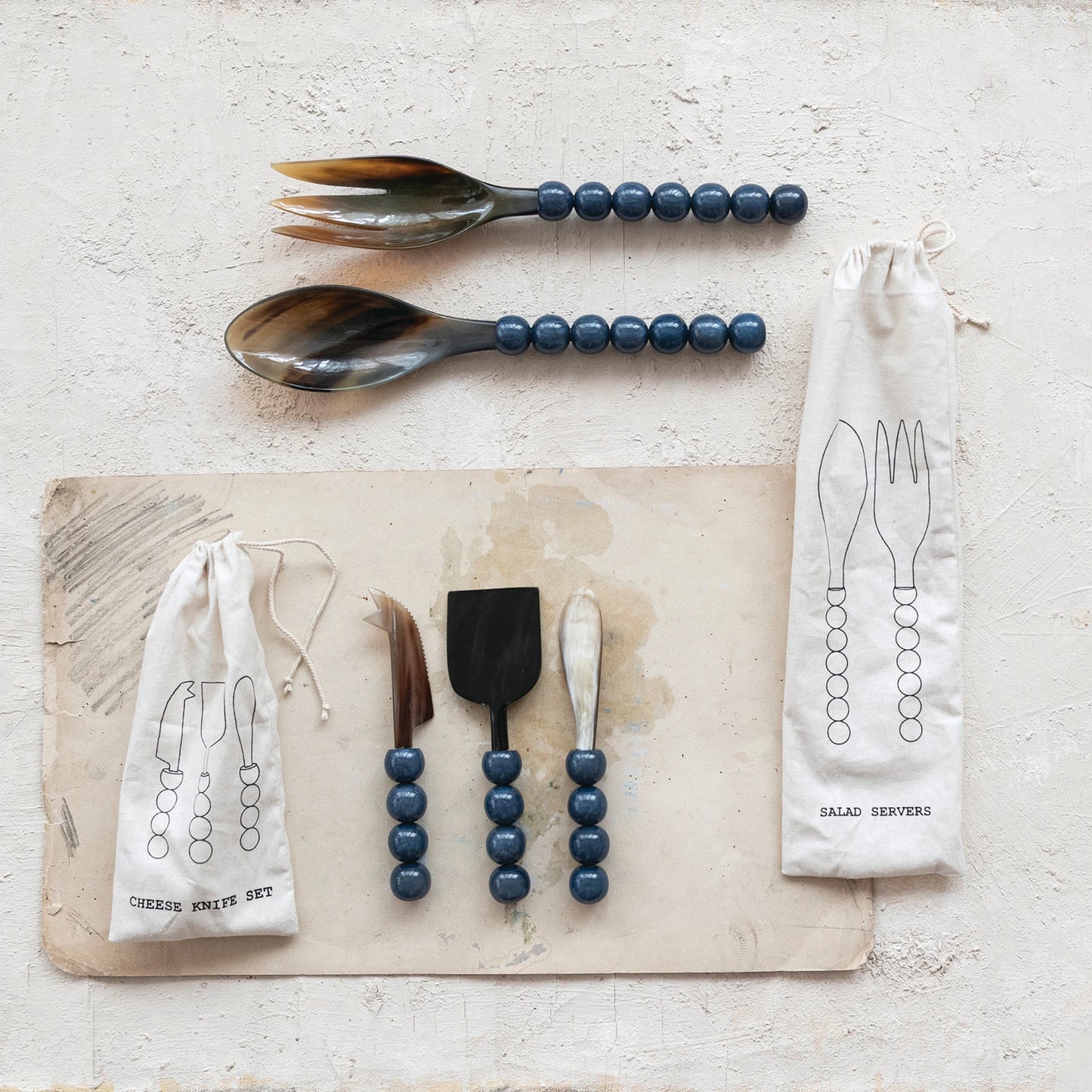 Salad Servers - Marbled Resin Ball Handles - Set 2 - Findlay Rowe Designs