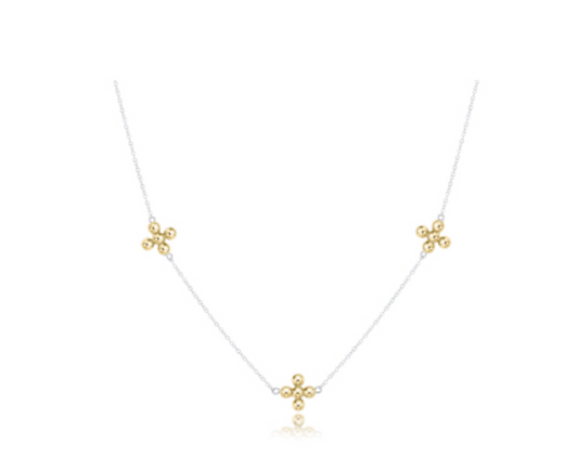 Enewton Design - Choker Simplicity Chain Sterling Mixed Metal - Classic Beaded Signature Cross Gold - Findlay Rowe Designs