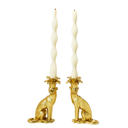 Taper Candlestick - Gold Leopard