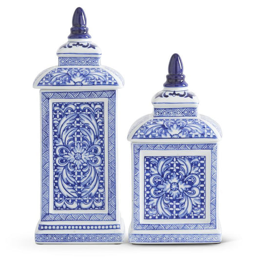 Square Lidded Containers - Blue & White - Findlay Rowe Designs
